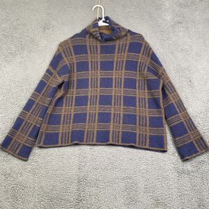 Vince Sweater Womens Small Plaid Wool Cashmere Blend Pullover Turtleneck